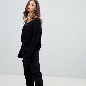 Cozy Black Knit Sweater Top